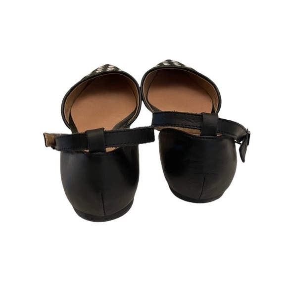 Shellys London black & white Dorsay adjustable ankle straps flat shoes size 10 - Picture 8 of 13